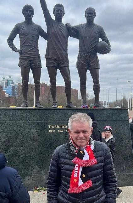 Gary enjoying himself at Old Trafford